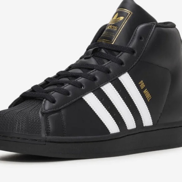 adidas Other - Adidas Men's Black and White NWOT High-Top Sneakers with Gold Accents size 15